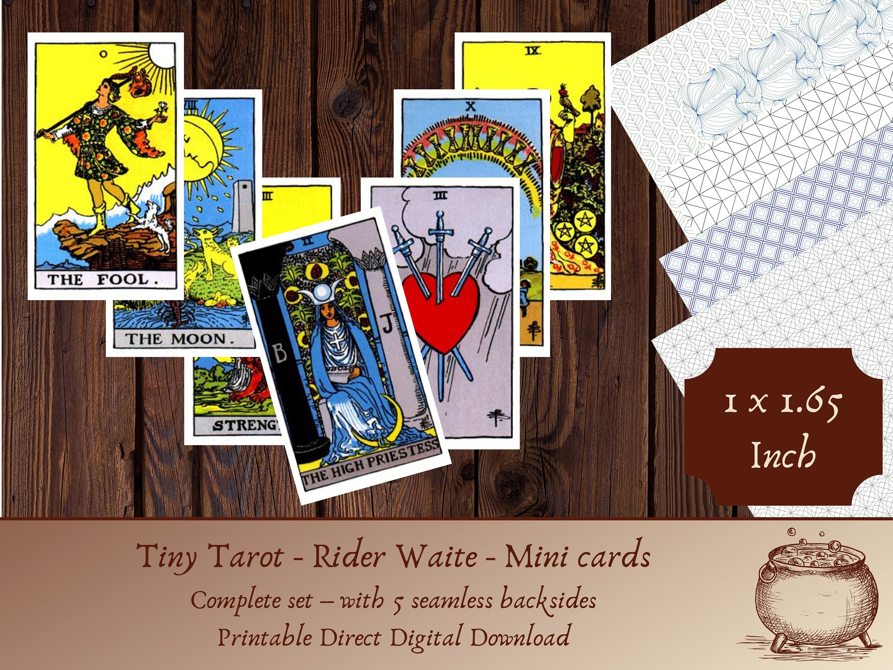 Tiny Tarot Deck Rider Waite Printable Download Complete 78 | Etsy