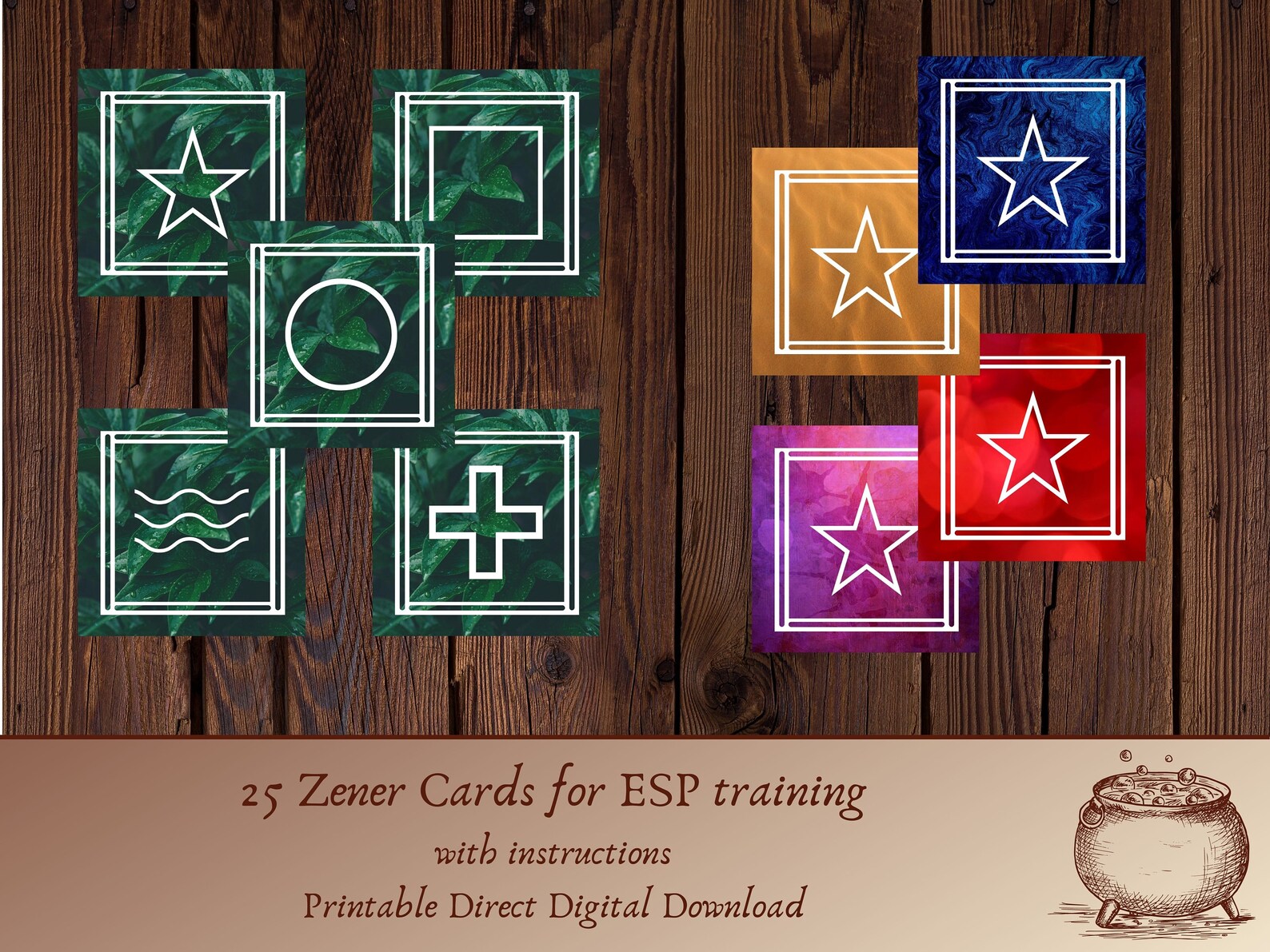 Zener Cards for ESP training Clairvoyance Telepathy | Etsy