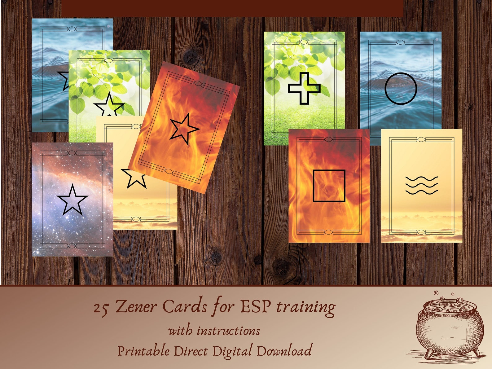 Zener Cards for ESP training Clairvoyance Telepathy | Etsy