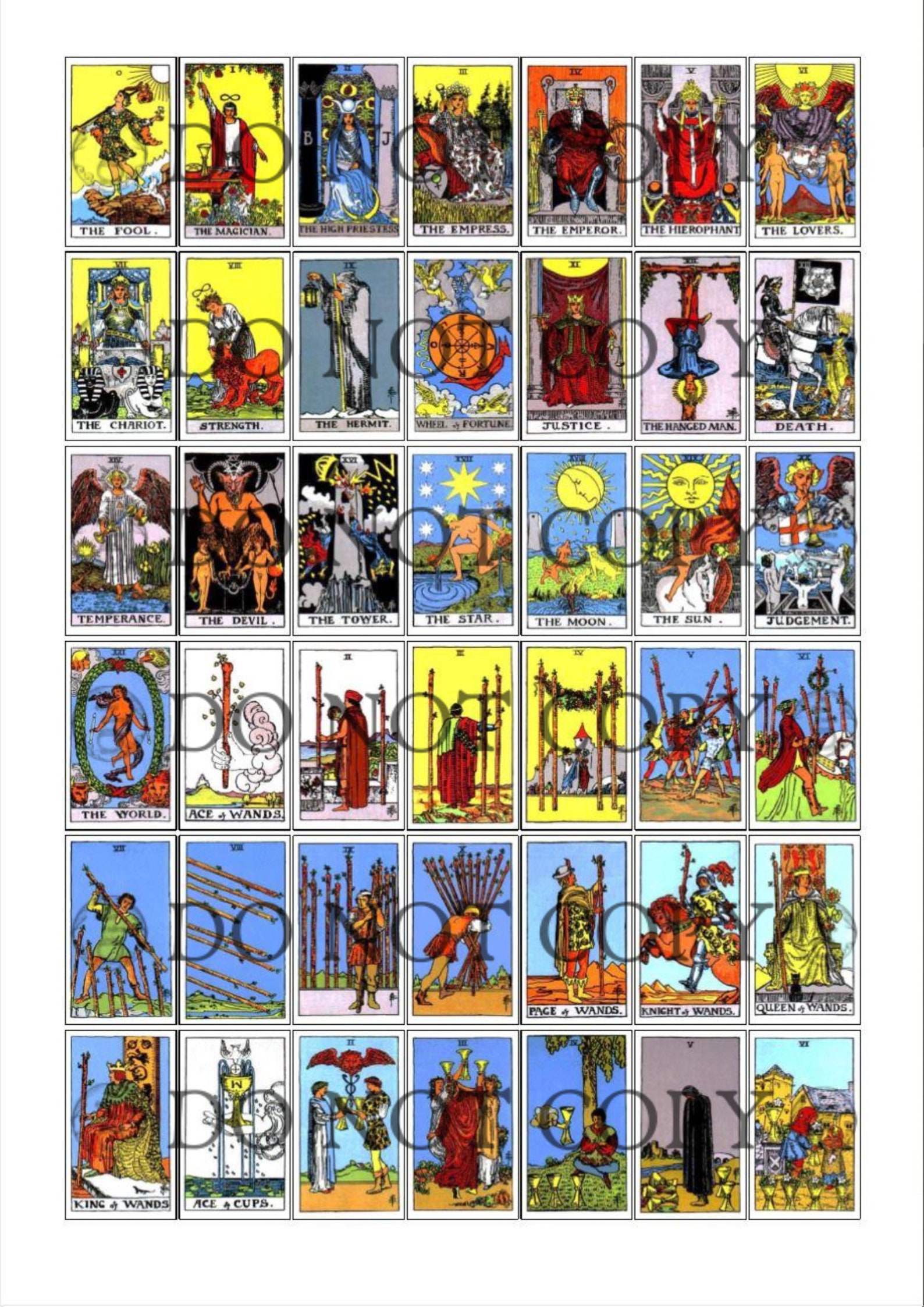 Tiny Tarot Deck Rider Waite Printable Download Complete 78 | Etsy
