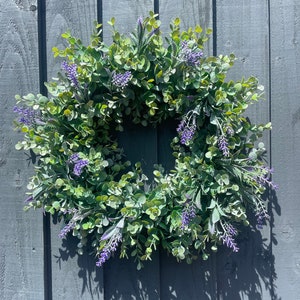 Lavender eucalyptus wreath for your front door, eucalyptus wreath, lavender wreath, all year around wreath