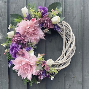 Mother’s Day wreath, Mother’s Day, spring / summer wreath, front door wreath, artificial wreath with dahlias, tulips, lavender, lisianthus