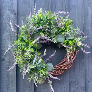 Lavender wreath, spring wreath for your front door, Easter wreath, door wreath, wicker wreath, Easter decor