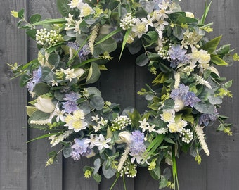 Tulip & Eucalyptus Wreath: Handmade Floral Door Decor