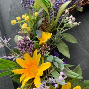 Yellow daisy and pansies, spring wreath, for your front door, summer wreath, artificial wreath, summer wreath for your front door image 5