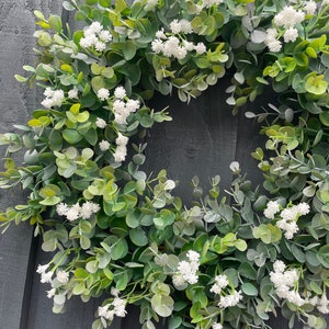 Eucalyptus abs gypsophila wreath for your front door, all year round wreath, farmhouse, front door, image 2