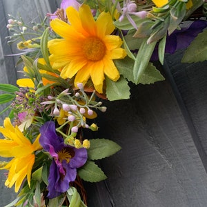 Yellow daisy and pansies, spring wreath, for your front door, summer wreath, artificial wreath, summer wreath for your front door image 9