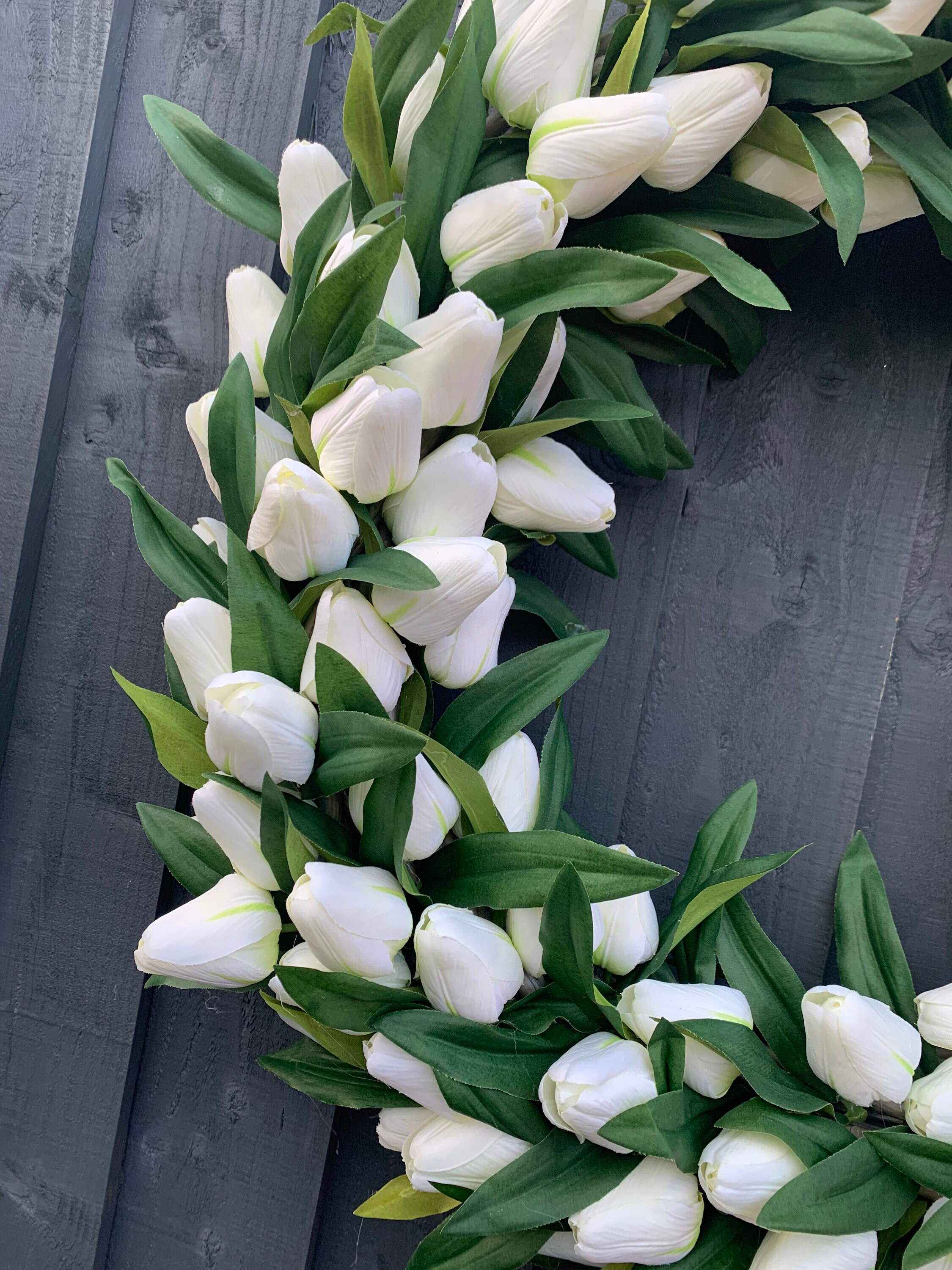 Large White tulip wreath spring wreath for your front door. Etsy