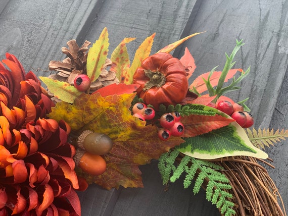 Cyiecw Couronne D'automne Artificielle De 40 Cm Pour Porte D'entrée Et