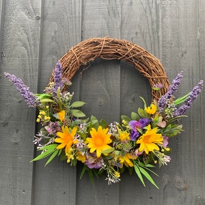 Yellow daisy and pansies, spring wreath, for your front door, summer wreath, artificial wreath, summer wreath for your front door image 8