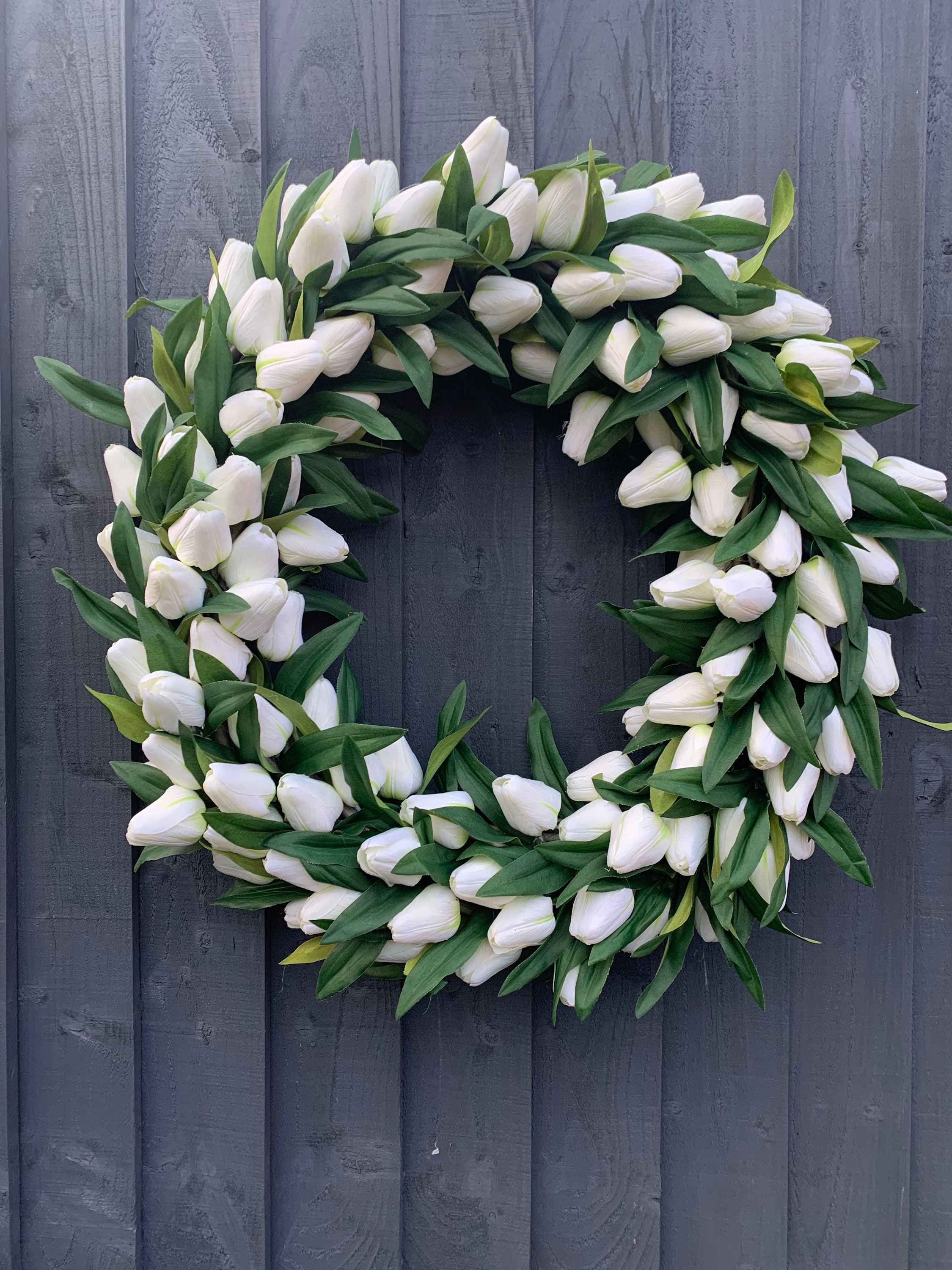 Large White tulip wreath spring wreath for your front door. Etsy