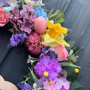 Easter / spring wreath for your front door, with daffodils, Easter eggs, roses, hydrangeas image 5