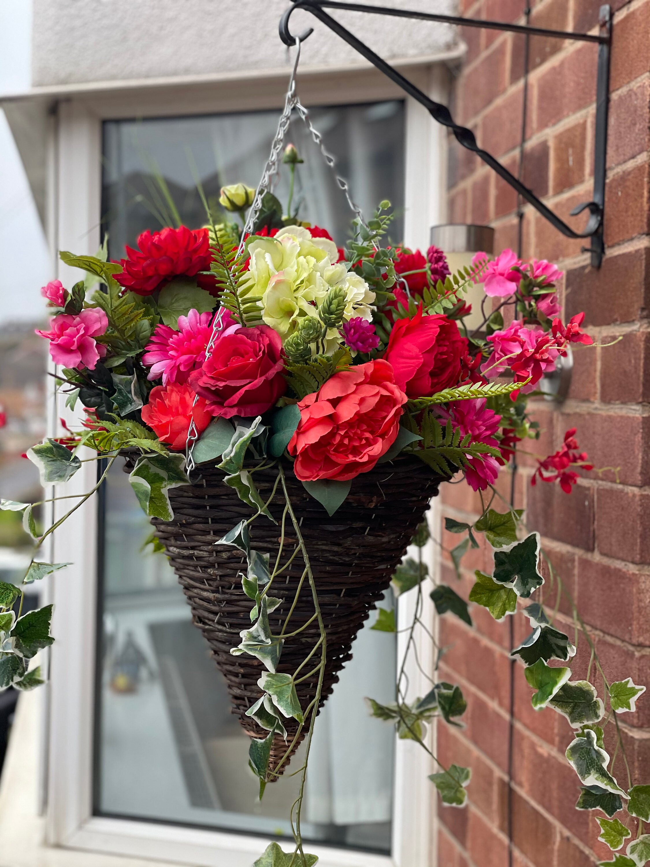 Artificial Hanging Basket With Roses Peonies Gerbera Etsy UK