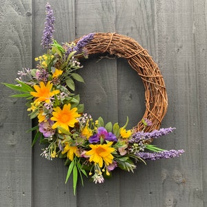 Yellow daisy and pansies, spring wreath, for your front door, summer wreath, artificial wreath, summer wreath for your front door image 7