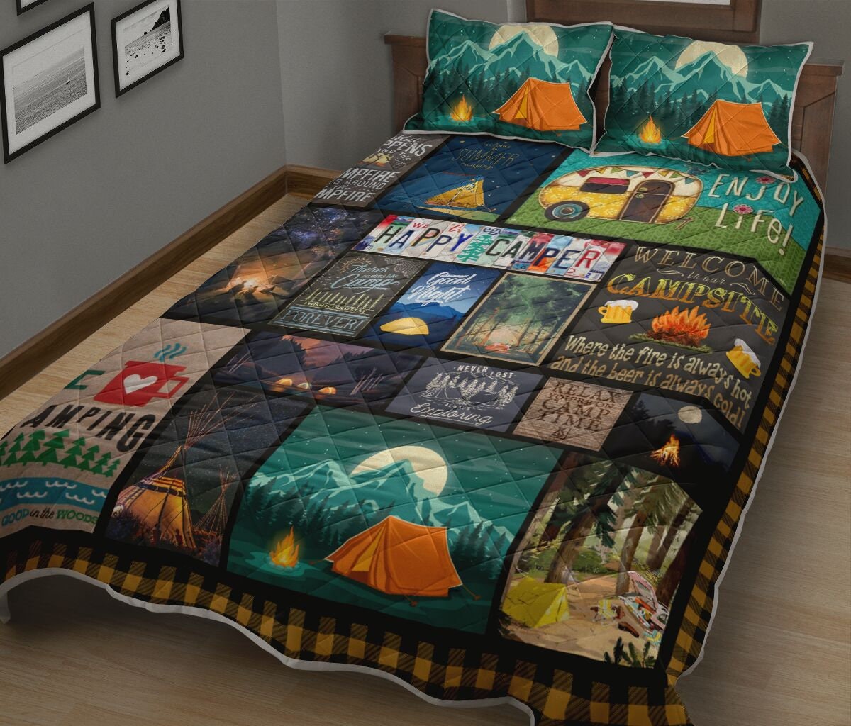 Camping Happy Campers Tents Coziness quilt bedding set Soft Etsy