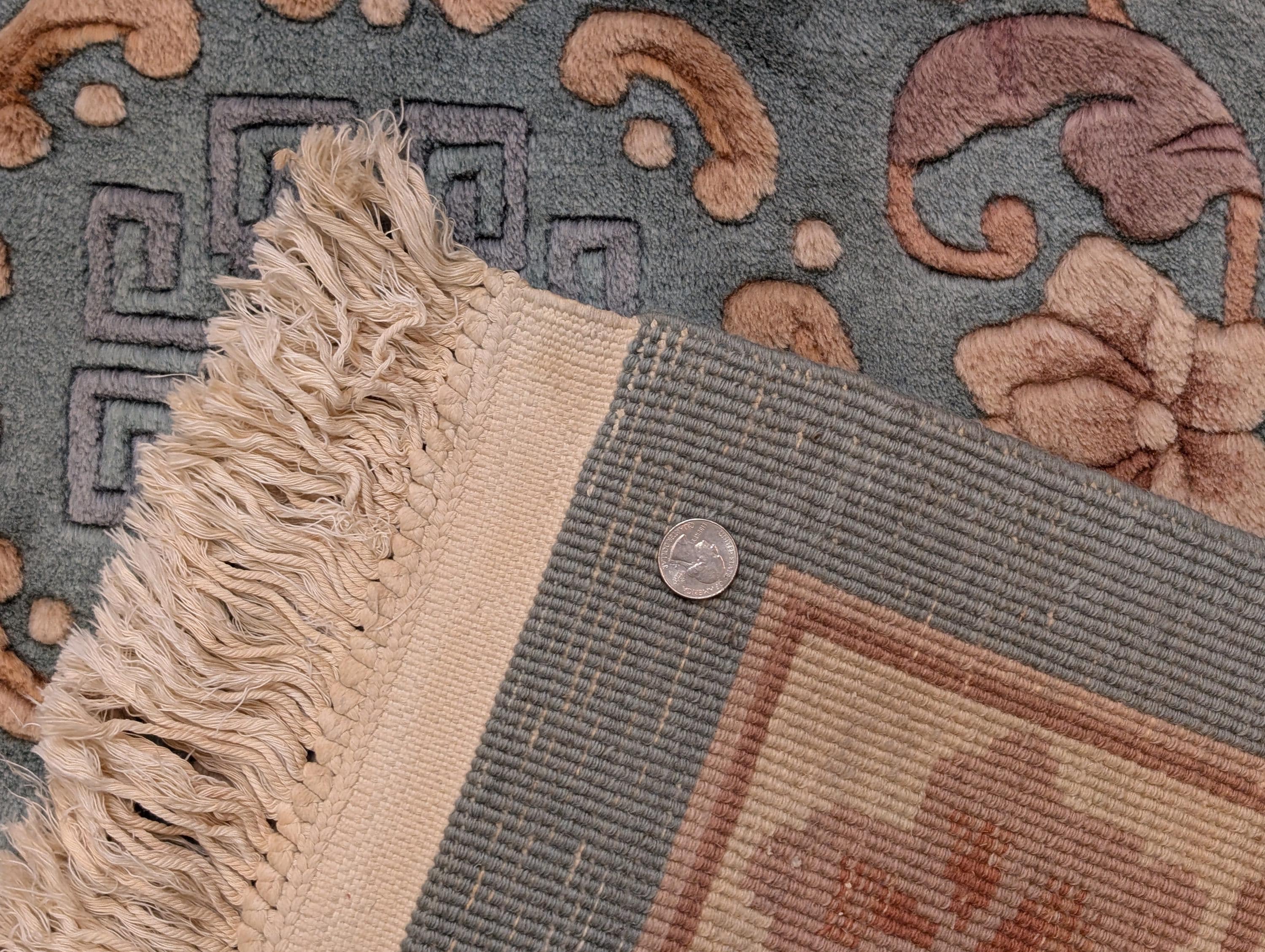 Chinese Wool 7.5 X 9.5, 90 Line Chinese Carving Carpet, Light Blue - Etsy