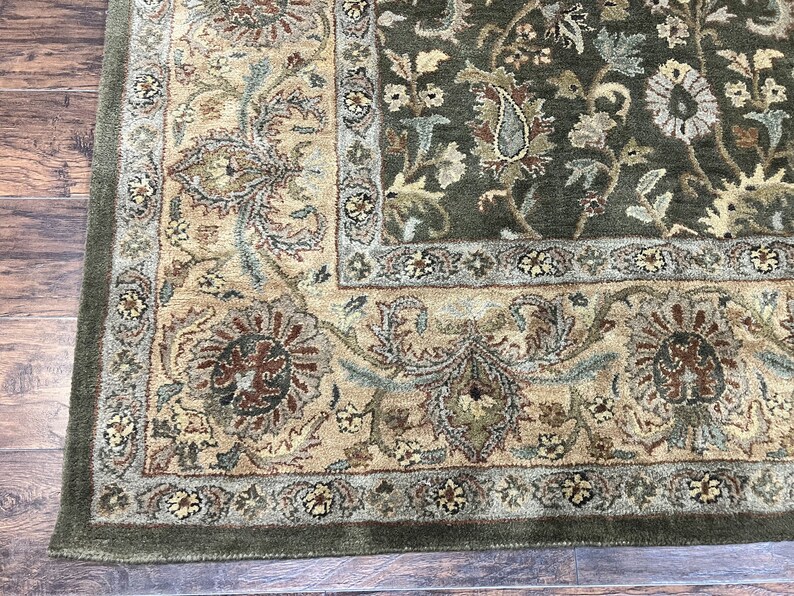 Pottery Barn Rug 8x10, Wool Hand Tufted Vintage Indian Carpet, Room
