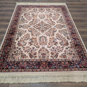 Karastan Rug 4x6 Ivory Sarouk #760, Wool Vintage Original 700 Series