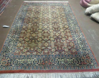 4' X 6' vintage Handmade India Amritsar Floral Oriental Wool Rug Organic Nice