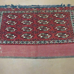 2.5&#39; X 4&#39; Antique Handmade Yamud Turkoman Tribal Wool Rug Bag Elephant Foot Nice