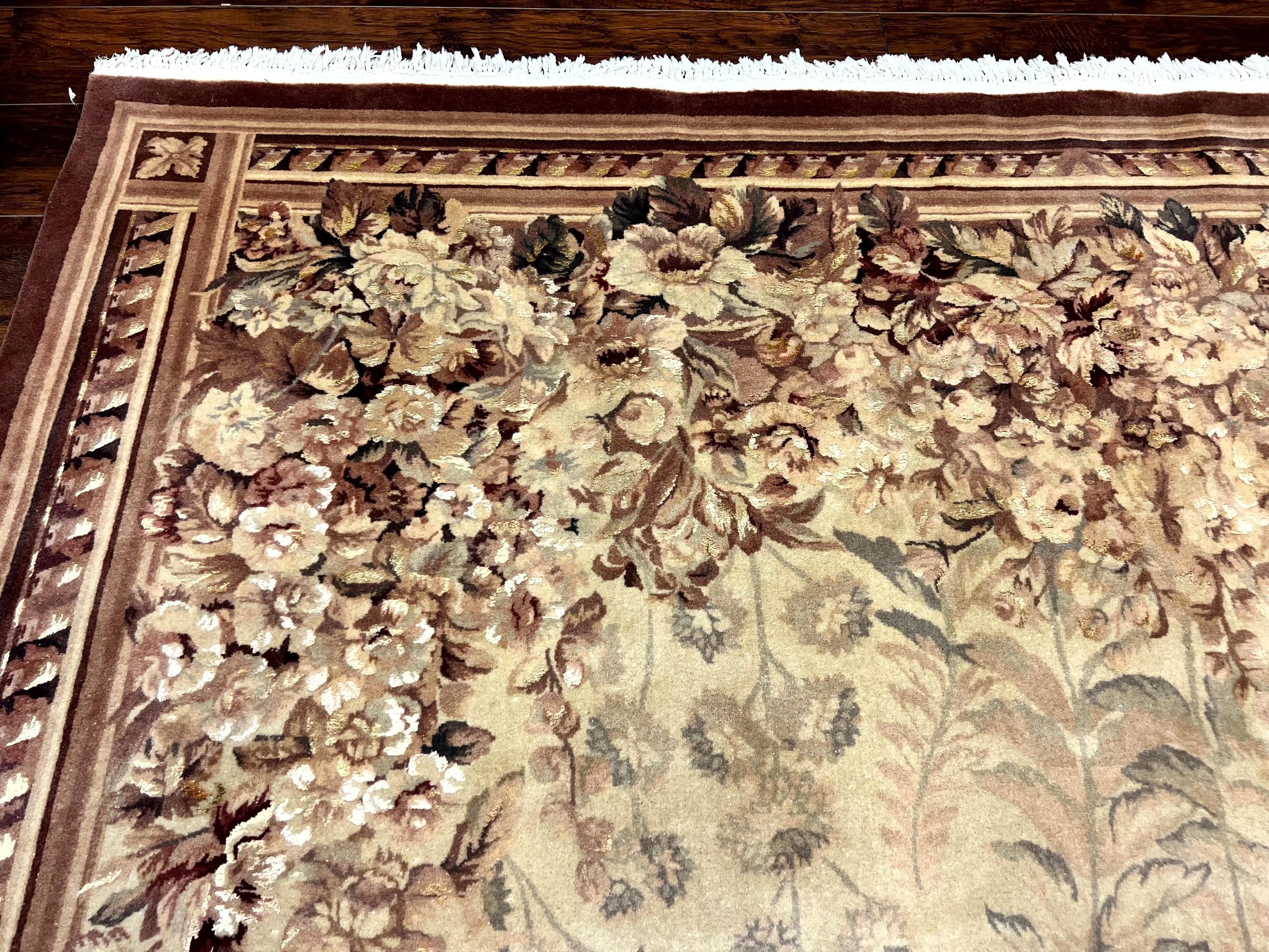 Magnifique Tapis Oriental Aubusson Fait Main – 309 X 199 Cm – Laine Et Coton – Neuf