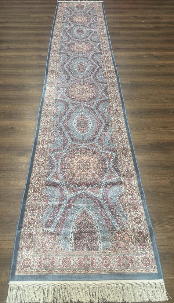 Trkischer Seidenlufer 70 x 130, Blauer Teppichlufer, Kuppeldesign,  Bambusseide, Neu - Etsy.de