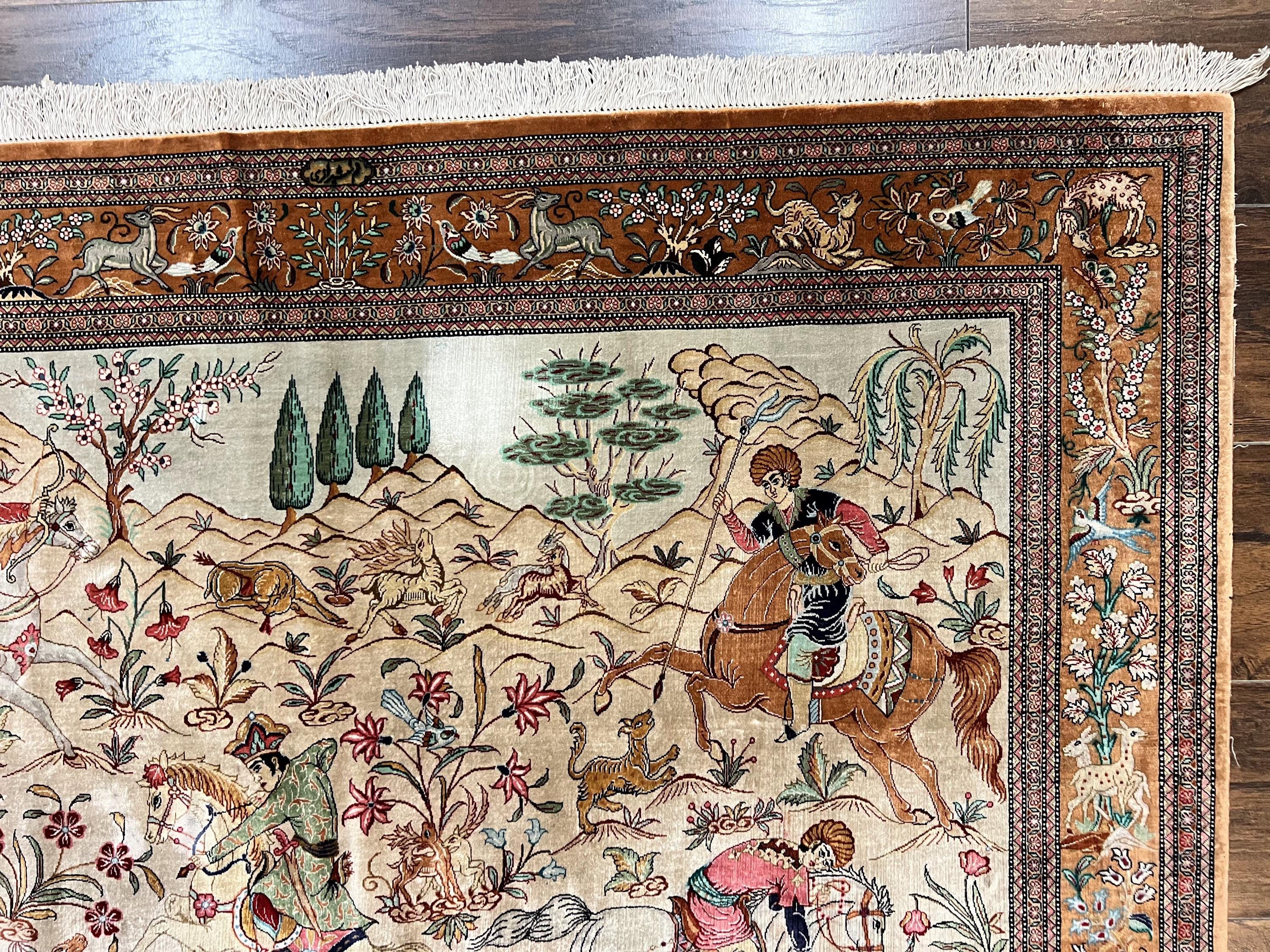 Ancien tapis persan de Senneh ivoire rouille et bleu marine, vers 1900