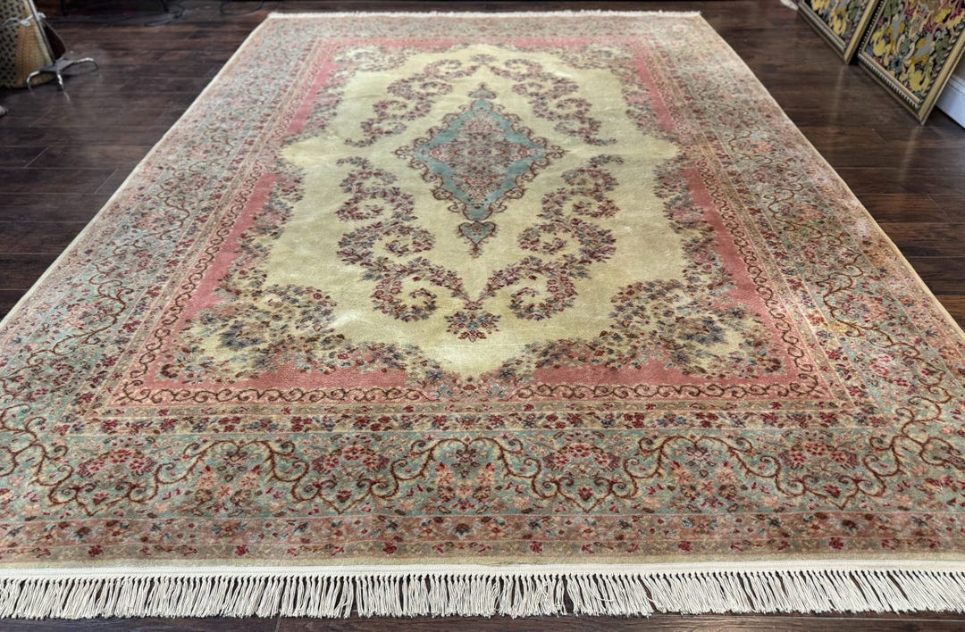 Karastan Rug 8.8 X 12, Pastel Ivory Kirman Rug #784, Wool Karastan ...