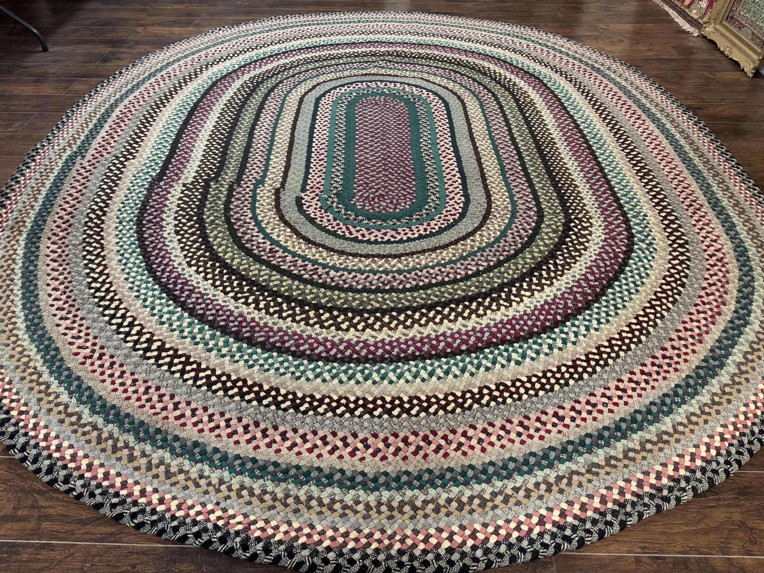 新品 tenbox original rug 10匣 ラグマット＋おまけ Large Oval American Braided Rug 10x12, Multicolor Vintage Braided