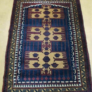 Tappeto tribale in lana Balouchi Balouch fatto a mano vintage da 3&#39; X 4&#39;, bello