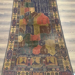 Afghan Teppich 100x200, Karte von Afghanistan, Tribal Teppich, Belutsch Teppich, Neu