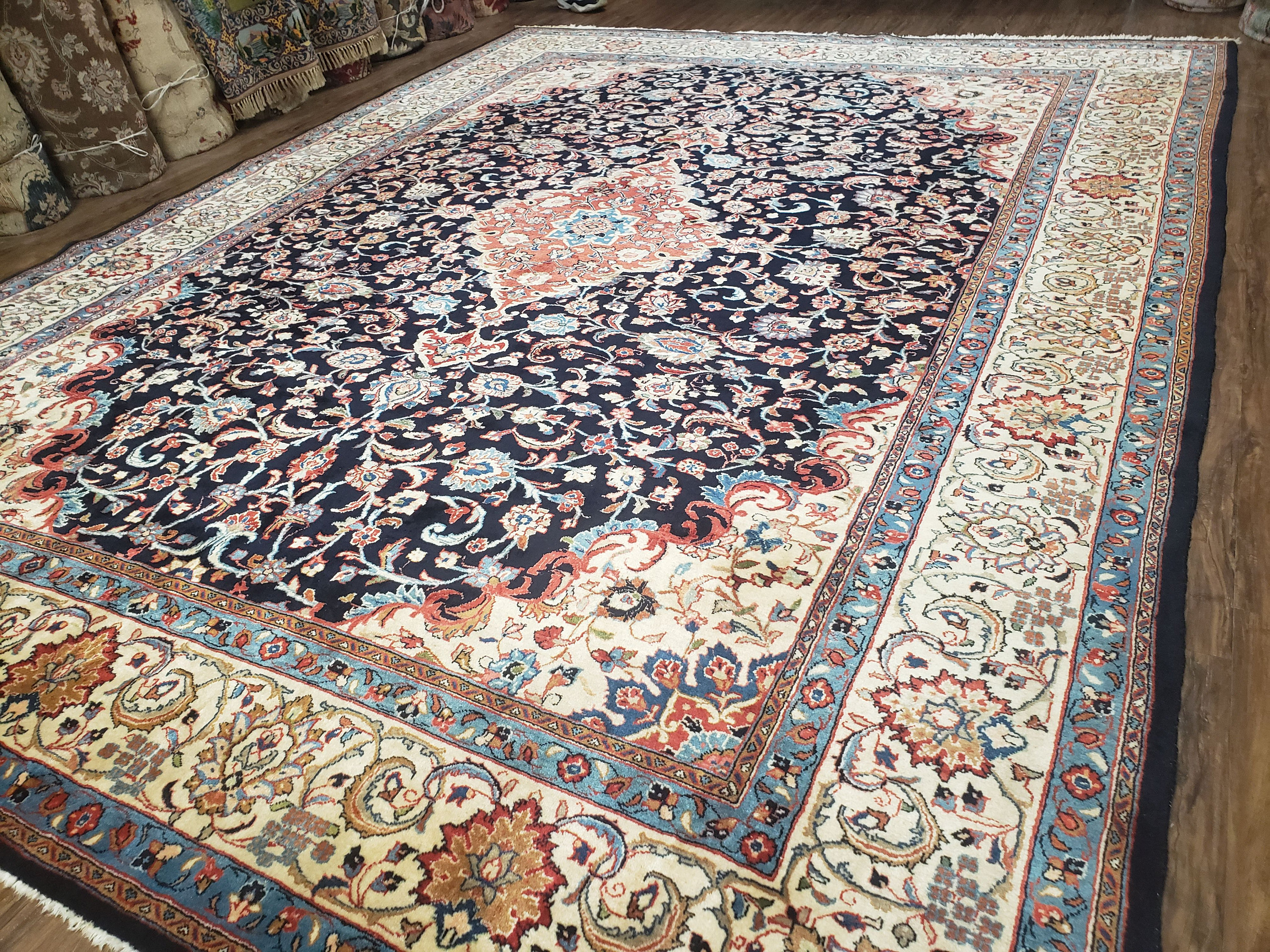 Semi Antique Persian Rug Midnight Blue Beautiful Genuine - Etsy
