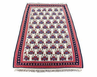 100x150 Vintage Kurdischer Senneh Kelim Teppich 100 x 150 Flachgewebe Antiker Teppich Spielzimmer Teppich Sammler Teppich Beige Kelim
