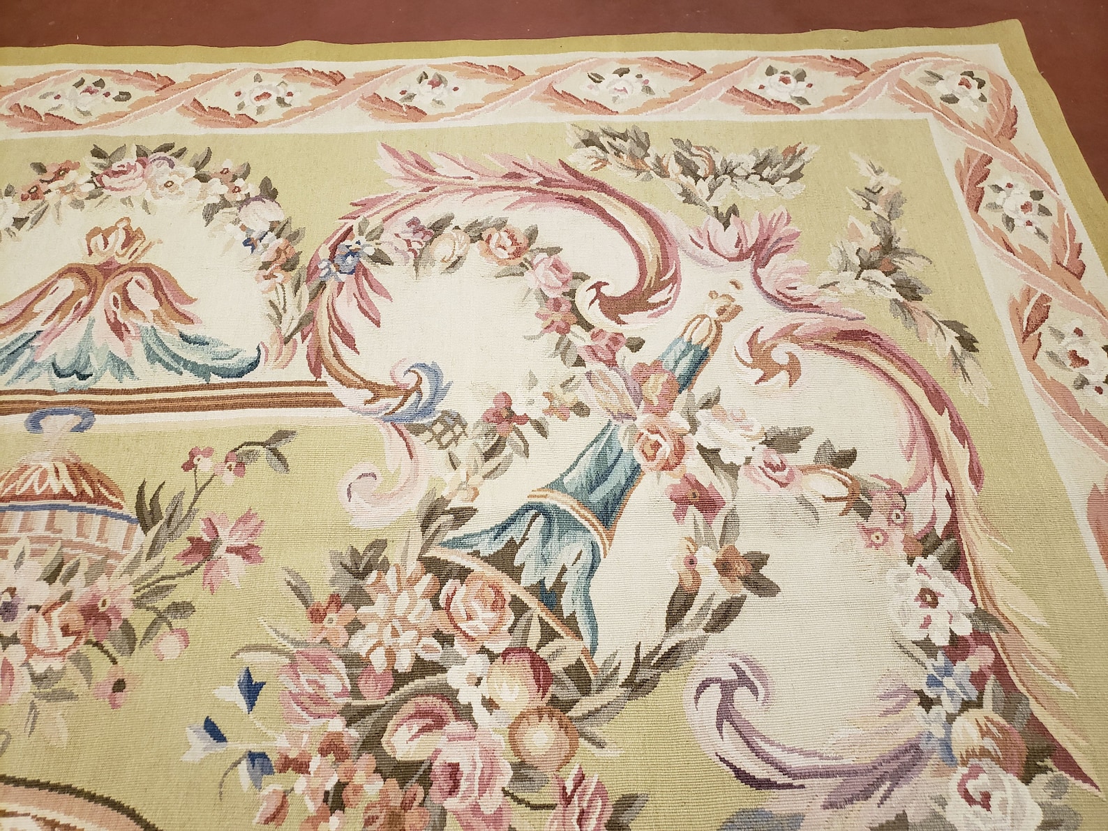Aubusson Rug 9x12 French Pastel Rug Aubusson Weave Floral Etsy