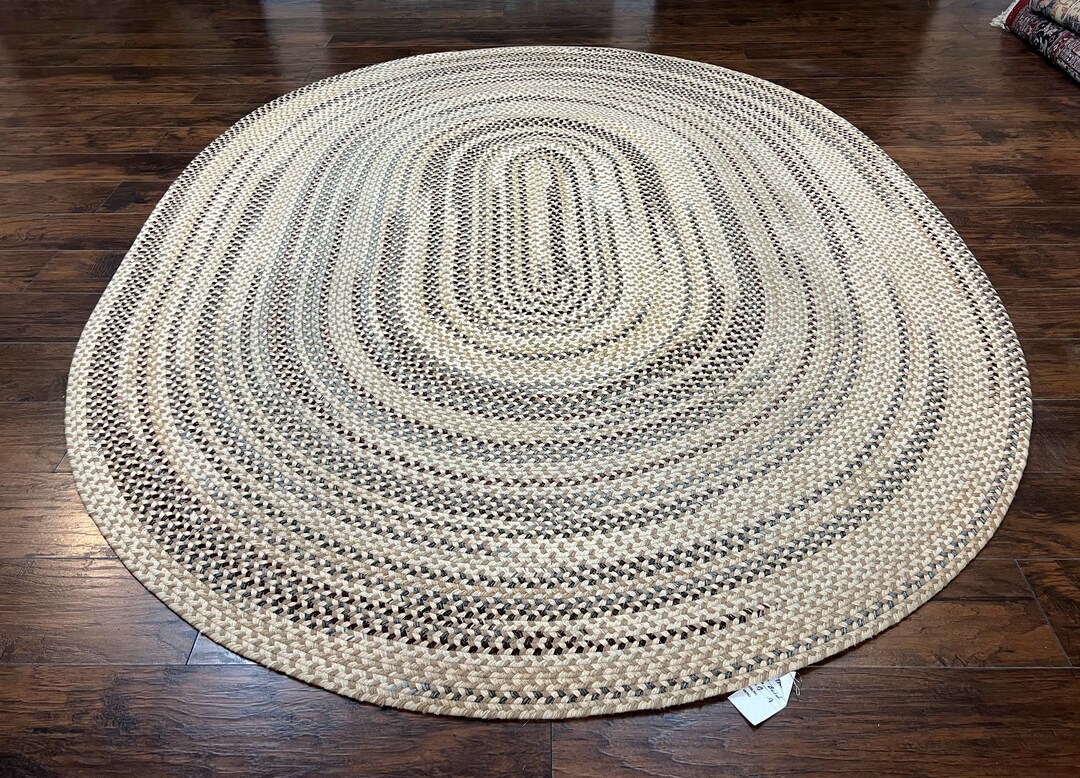 Large Oval Braided Rug 7x9 Multicolor Vintage Braided Rug Etsy