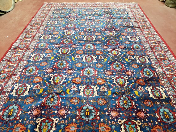 Nauwgezet olifant dood gaan Antiek Perzisch tapijt 7x11 zeldzame blauwe Perzische tapijt - Etsy  Nederland