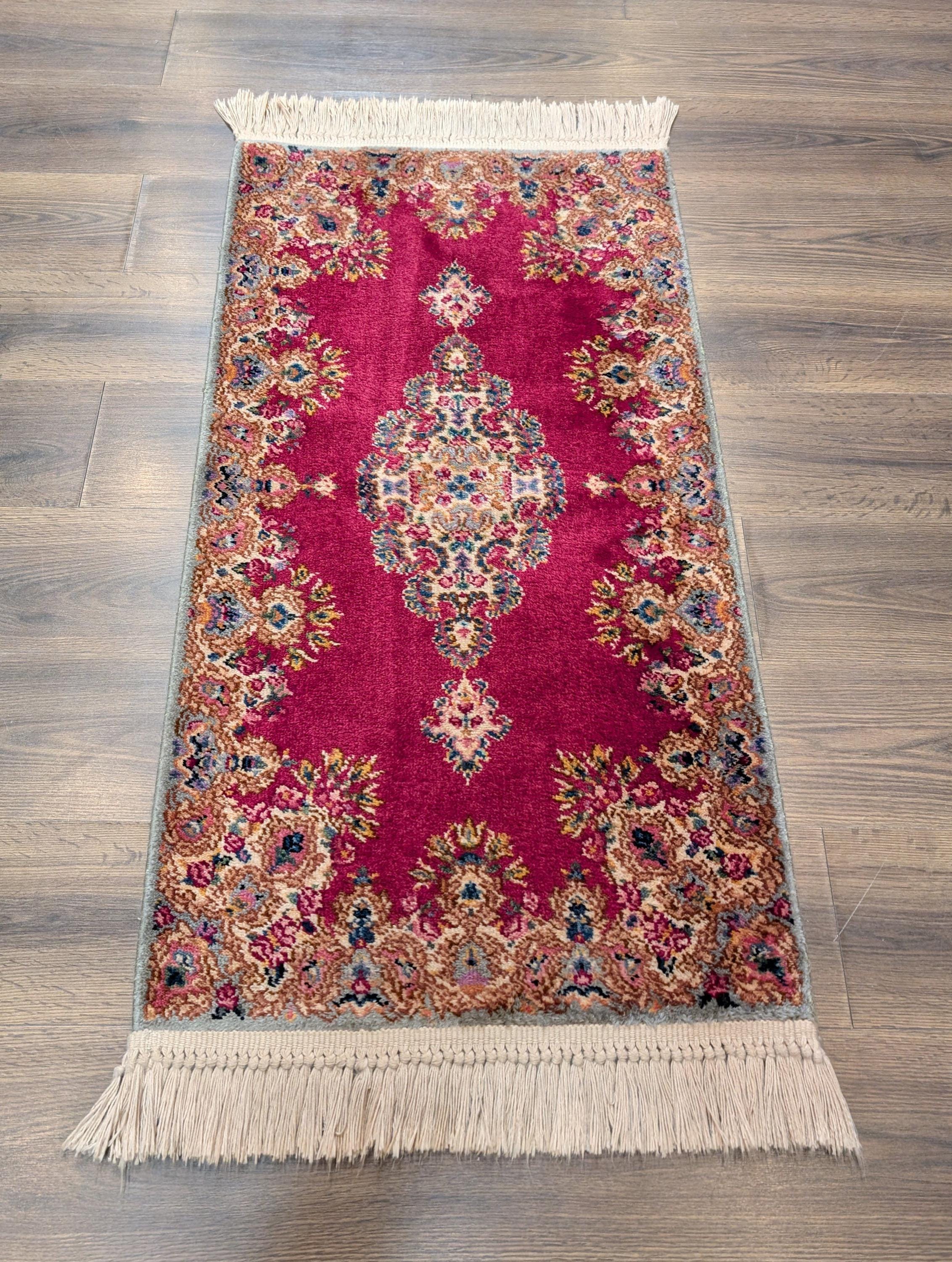 Karastan Rug 2x4 Kirman Red Medallion #762, Small Wool Karastan