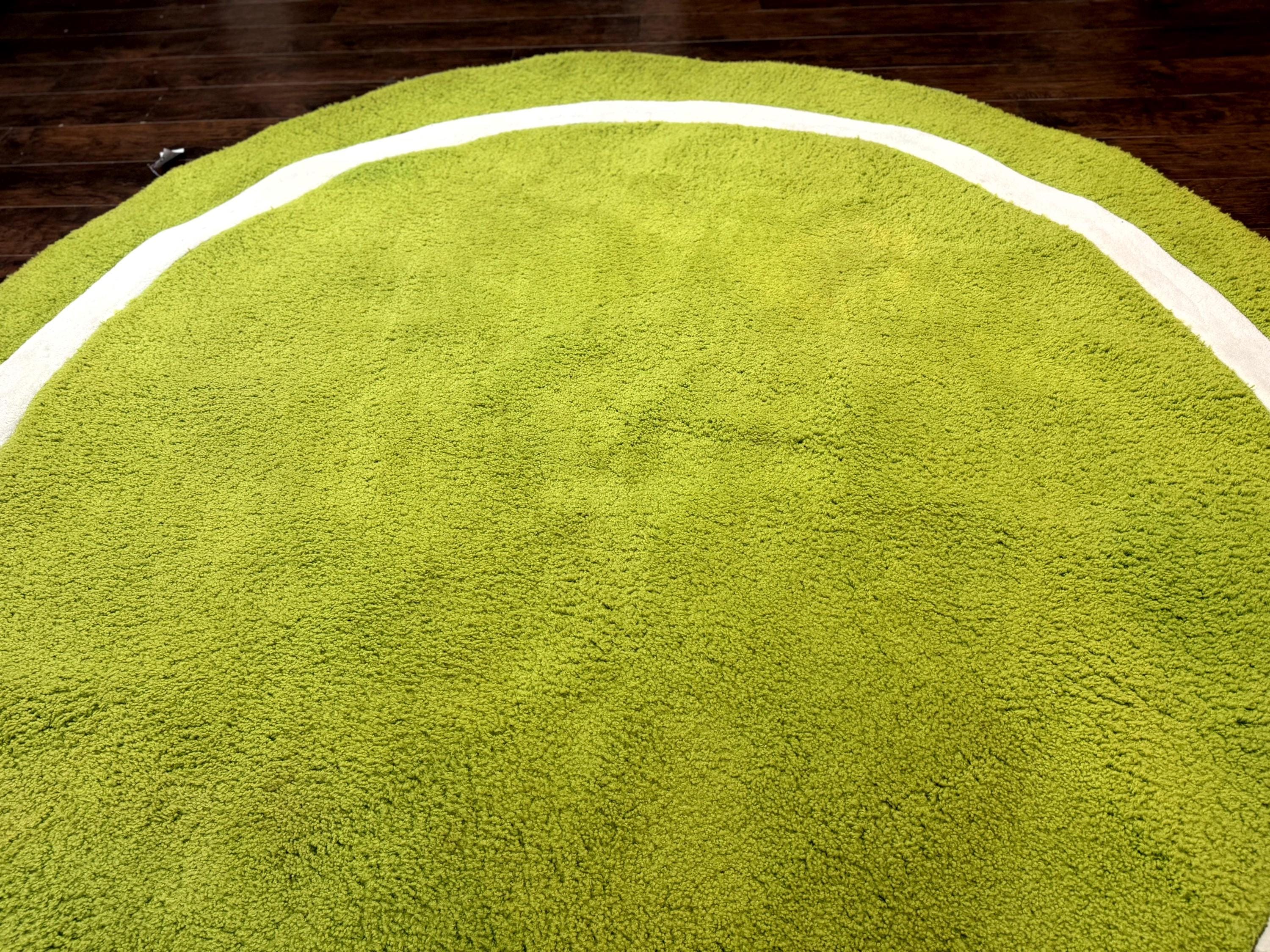 Large Round Rug 9x9, Vintage Retro Design, Lime Green - Etsy