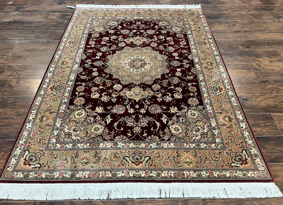 Sino Persian Rug 5x7 Wool W/ Silk Highlights Hand Knotted Etsy