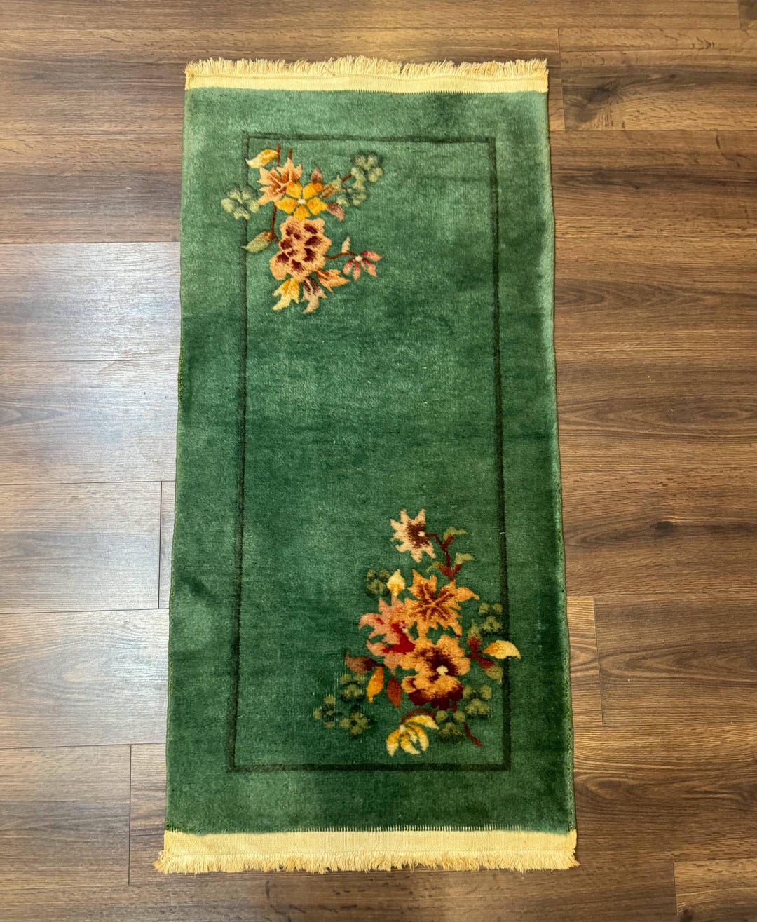 Small Antique Chinese Art Deco Rug 2x4, Green, Nichols Carpet, Wool - Etsy