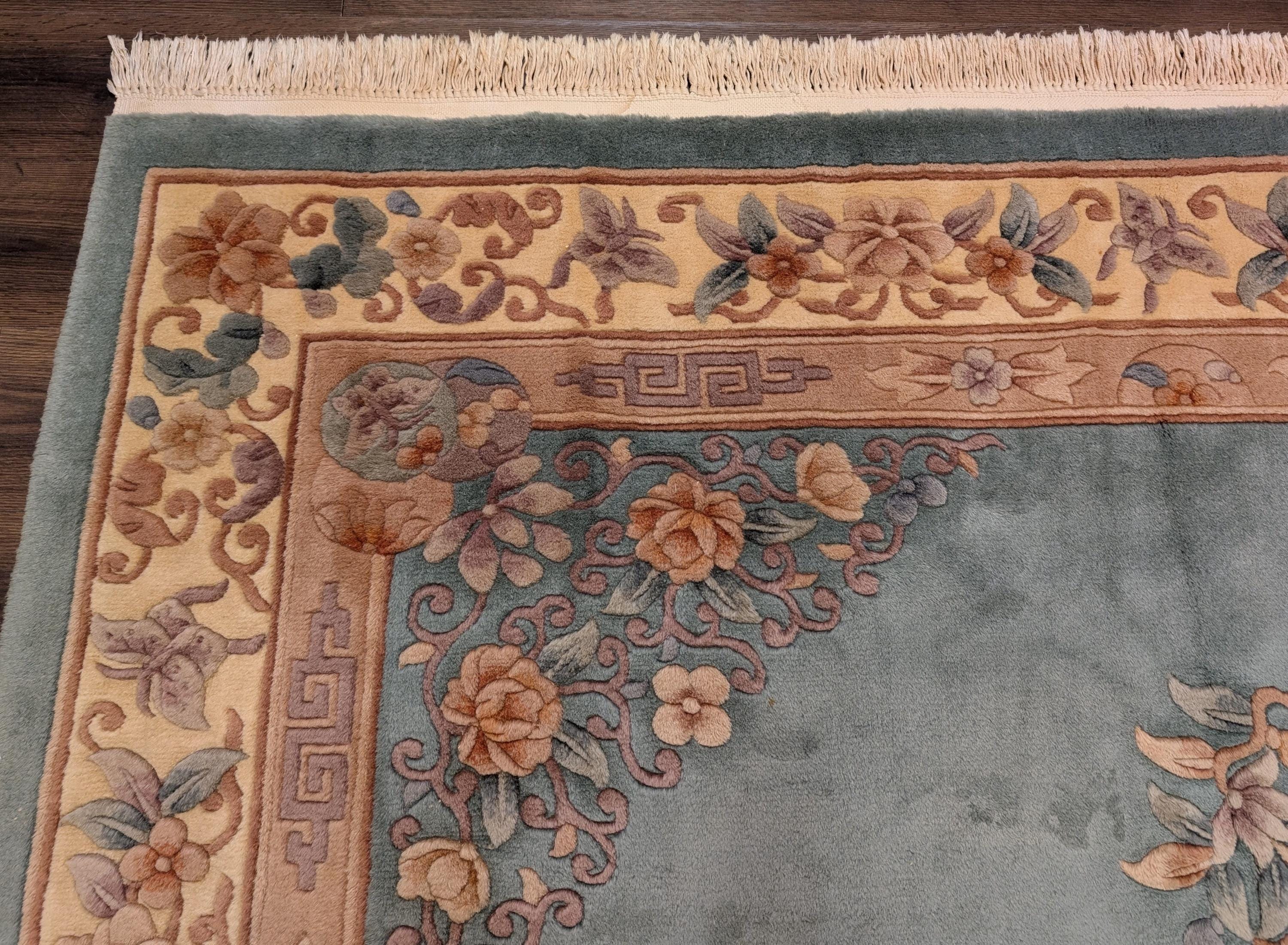 Chinese Wool 7.5 X 9.5, 90 Line Chinese Carving Carpet, Light Blue - Etsy