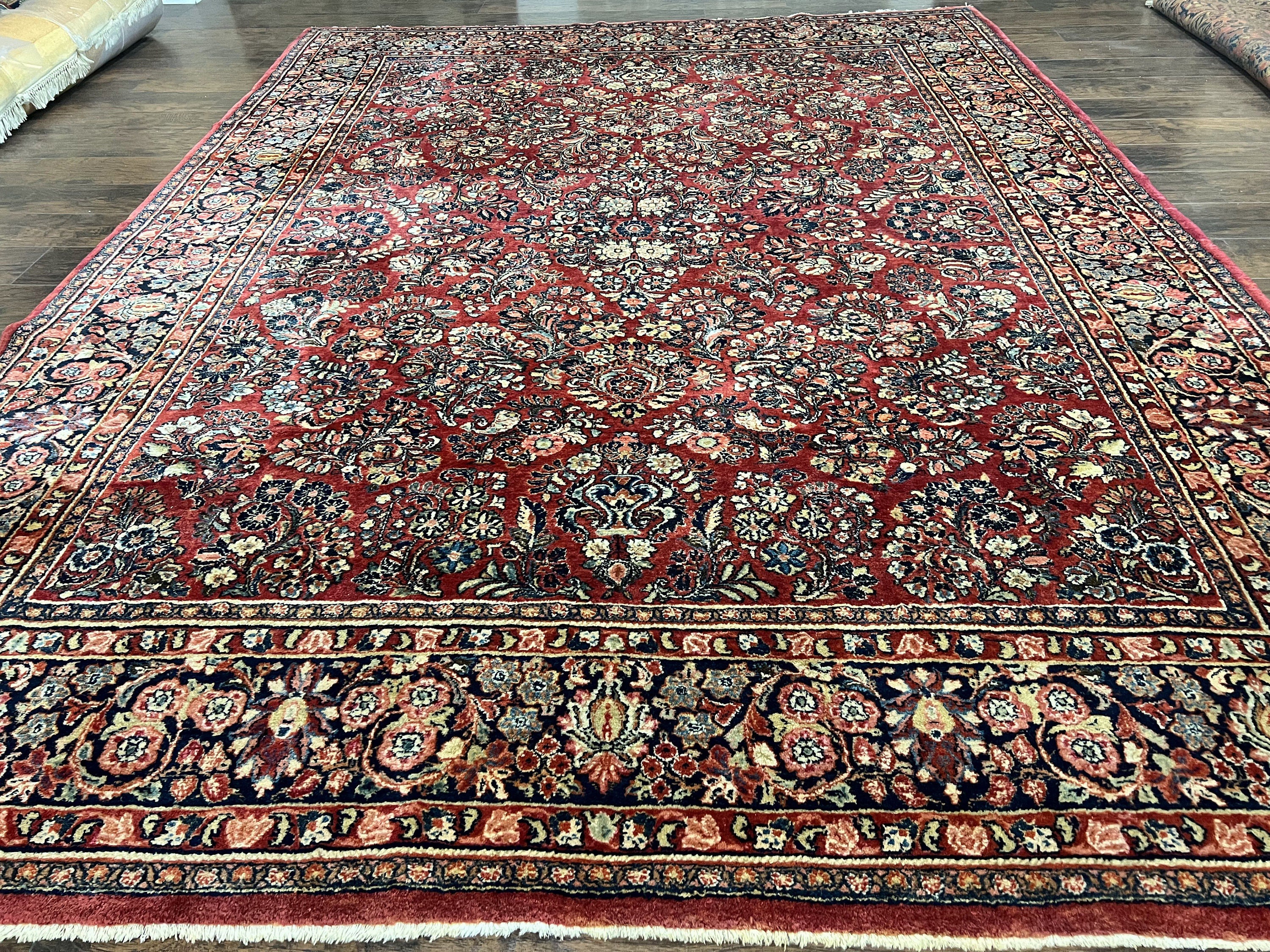 1920s Persian Rug 9x12, Red Persian Carpet, High Quality Persian