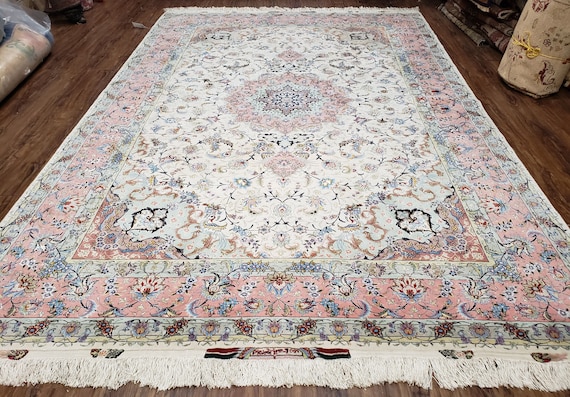 Incredible Persian Rug 7x10, Super Fine Persian Carpet, 300 KPSI, Ivory and  Pink, Light Colors, Wool and Silk, Vintage, Top Quality, Signed -   Canada