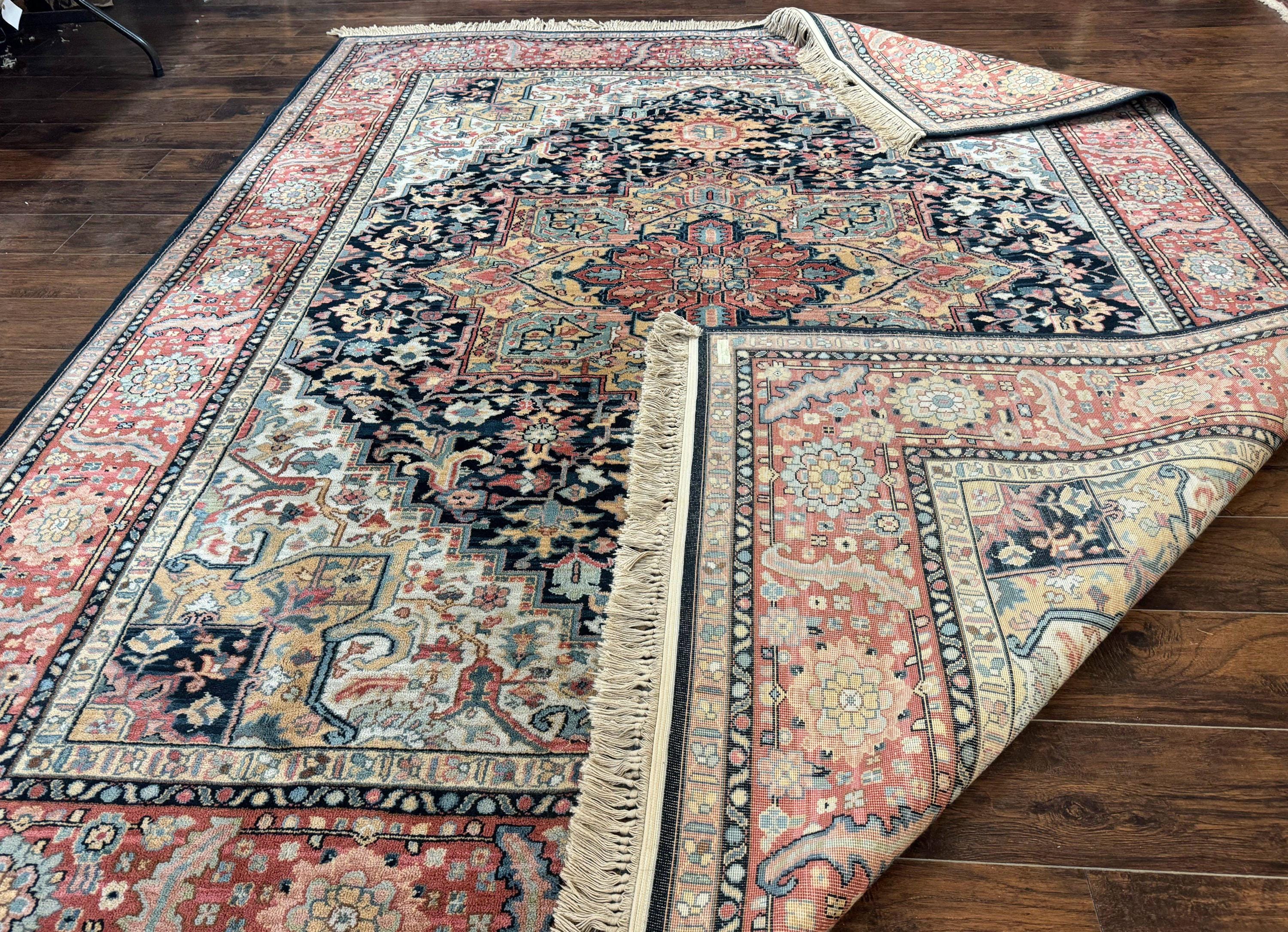 ✴︎1970年代 ヴィンテージ・トルコラグ✴︎terracotta/navy Karastan Navy Heriz #700/701 Rug, 8.8 X 10.6 Karastan Carpet