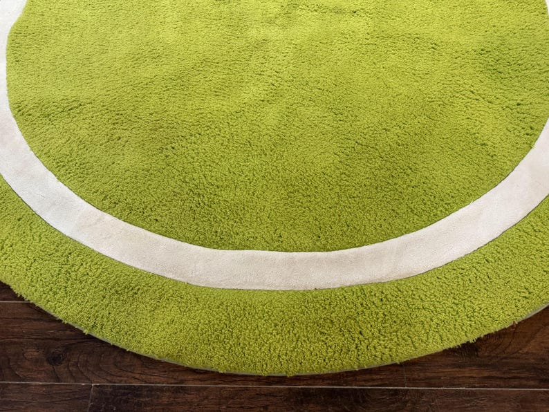 Large Round Rug 9x9, Vintage Retro Design, Lime Green - Etsy