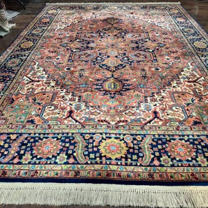 8.8 x 12 Karastan Heriz Rug #726, Vintage Wool Discontinued Carpet, Original 700 Series