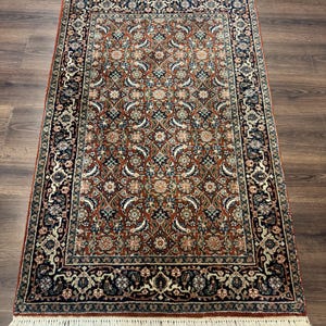 Indo Persian Bijar Rug 3x5, Red and Navy Blue, Allover Pattern, Fine Hand Knotted Wool Carpet