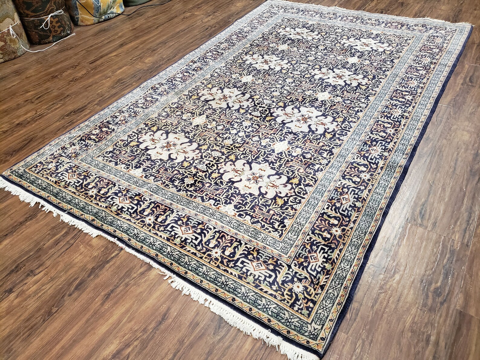 Persian Rug 5x7 Midnight Blue Wool Handknotted Area Rug Etsy