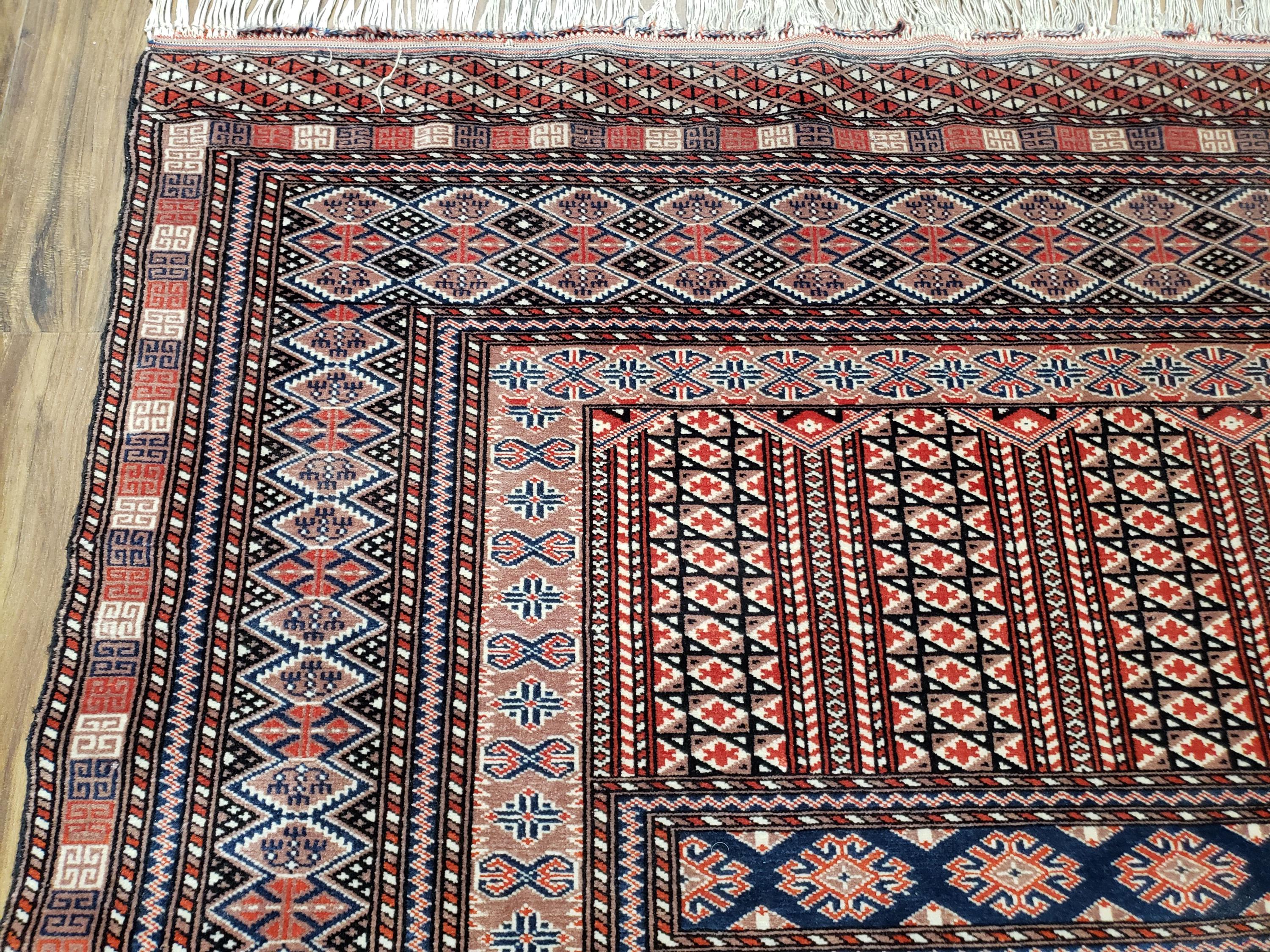 ペルシャ トルクメン ブハラ アンティーク 手作りラグ 302X354