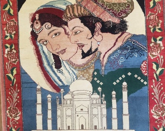 Vintage Small Pictorial Lovers Rug 2.5 X 4 Taj Mahal Indo - Etsy